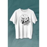 Kendim Seçtim Baby Yoda Star Wars Mandalorian Ay Hilal Silüeti Baskılı Tişört T-Shirt - XS - Siyah