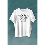 Kendim Seçtim Baby Yoda Star Wars Mandalorian Silüeti Baskılı Tişört T-Shirt - XL - Siyah