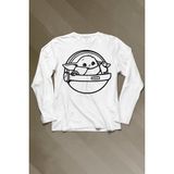 Kendim Seçtim Baby Yoda Star Wars Mandalorian Uzay Mekiği Uzun Kollu Tişört - 001-Beyaz - 2XL