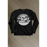 Kendim Seçtim Baby Yoda Star Wars Mandalorian Uzay Mekiği Uzun Kollu Tişört Baskılı T-Shirt - 001-Siyah