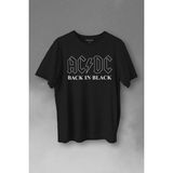 Kendim Seçtim Back In Black Ac Dc Alternatif Doğru Akım Tesla Baskılı T-Shirt - Siyah