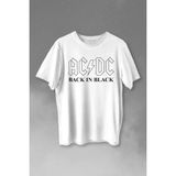 Kendim Seçtim Back In Black Ac Dc Alternatif Doğru Akım Tesla Baskılı Tişört T-Shirt Beyaz - XL - 63A-Beyaz
