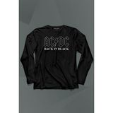 Kendim Seçtim Back In Black Ac Dc Alternatif Doğru Akım Tesla Uzun Kollu Tişört Baskılı T-Shirt - 001-Siyah - XL