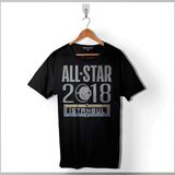 Kendim Seçtim Basketbol All Star Istanbul Nba Basketball 2018 Baskılı Tişört Unisex T-Shirt - Siyah - XL