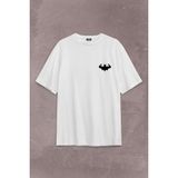 Kendim Seçtim Batman Logo Gym Fitness Bodybuilding Sırt Ön Baskılı Oversize Tişört T-Shirt - Beyaz