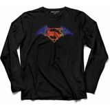 Kendim Seçtim Batman V Vs Superman Watercolor Logo Uzun Kollu Tişört - 001-Siyah
