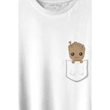 Kendim Seçtim Bebek Groot Marvel Galaksinin Koruyucuları Cep Baskılı Tişört T-Shirt Beyaz - 63A-Beyaz