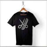 Kendim Seçtim Berber Barber Kuaför Makas Tarak Saç Sakal Traş Baskılı Tişört T-Shirt - XS - Siyah