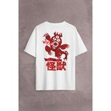 Kendim Seçtim Big Hero 6 Fred Kaiju Büyük Kahraman Sırt Ön Baskılı Oversize Tişört T-Shirt - Beyaz