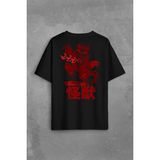 Kendim Seçtim Big Hero 6 Fred Kaiju Büyük Kahraman Sırt Ön Baskılı Oversize Tişört T-Shirt - Siyah - 2XL