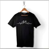 Kendim Seçtim Bike Pulse Cycling Bicycle Riding Bisiklet Baskılı Tişört Unisex T-Shirt - Siyah - XL
