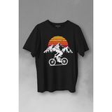 Kendim Seçtim Bisiklet Doğa Gezi Turu Outdoor Travel Retro Baskılı Tişört T-Shirt - 2XL - Siyah