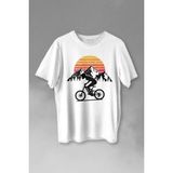 Kendim Seçtim Bisiklet Doğa Gezi Turu Outdoor Travel Retro Baskılı Tişört T-Shirt Beyaz - 63A-Beyaz
