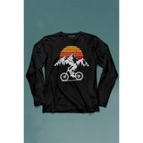 Kendim Seçtim Bisiklet Doğa Gezi Turu Outdoor Travel Retro Uzun Kollu Tişört Baskılı T-Shirt - 001-Siyah - 2XL