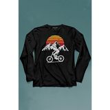 Kendim Seçtim Bisiklet Doğa Gezi Turu Outdoor Travel Retro Uzun Kollu Tişört Baskılı T-Shirt - 001-Siyah - XL