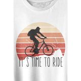 Kendim Seçtim Bisiklet Mountain Bike Time To Ride Outdoor Gezgin Travel Baskılı Tişört T-Shirt Beyaz - 2XL - 63A-Beyaz