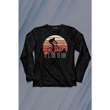 Kendim Seçtim Bisiklet Mountain Bike Time To Ride Outdoor Gezgin Travel Uzun Kollu Tişört Baskılı T-Shirt - 001-Siyah - 2XL