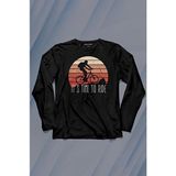 Kendim Seçtim Bisiklet Mountain Bike Time To Ride Outdoor Gezgin Travel Uzun Kollu Tişört Baskılı T-Shirt - 001-Siyah - XL