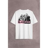Kendim Seçtim Black Pink Grubu Karakterleri Sanatçıları Sırt Ön Baskılı Oversize Tişört T-Shirt - Beyaz - XL