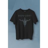 Kendim Seçtim Bon Jovi Rock Music Gitar Müzik Kısa Kollu Baskılı Tişört T-Shirt - Siyah - XL