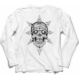 Kendim Seçtim Cadılar Bayramı Kuru Kafa Halloween Uzun Kollu Tişört Baskılı T-Shirt - 2XL - 001-Beyaz