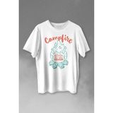 Kendim Seçtim Camping Fire Kamp Ateşi Outdoor Travel Gezgin Baskılı Tişört T-Shirt Beyaz - XL - 63A-Beyaz