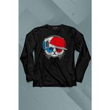 Kendim Seçtim Cat Glasses Gözlüklü Bordo Mavi Spor Trabzon Kedi Uzun Kollu Tişört Baskılı T-Shirt - 001-Siyah - XS