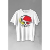 Kendim Seçtim Cat Glasses Gözlüklü Sarı Kırmızı Galatasaray Kırmızı Kedi Baskılı Tişört T-Shirt Beyaz - XS - 63A-Beyaz