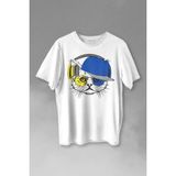Kendim Seçtim Cat Glasses Gözlüklü Sarı Lacivert Fenerbahçe Kedi Baskılı Tişört T-Shirt Beyaz - XL - 63A-Beyaz