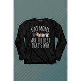 Kendim Seçtim Cat Moms Kedi Annesi Are The Best Thats Hayvan Hakları Uzun Kollu Tişört Baskılı T-Shirt - 001-Siyah - 2XL