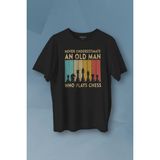 Kendim Seçtim Chess Satranç Retro Vintage Kısa Kollu Baskılı Erkek T-Shirt Tişört - Siyah - XL