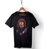 Kendim Seçtim Chucky Charles Lee Ray Oyuncak Bebek Bıçak Baskılı Tişört T-Shirt - Siyah