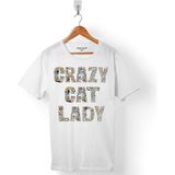 Kendim Seçtim Crazy Cat Lady Çılgın Kedi Erkek Tişört - Beyaz - Renkli - XL