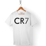 Kendim Seçtim Crıstıano Ronaldo Cr7 Logo Juventus Erkek Tişört - Beyaz - Renkli - XS