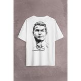 Kendim Seçtim Cristiano Ronaldo Silüet Manchester United Sırt Ön Baskılı Oversize Tişört T-Shirt - Beyaz - XL
