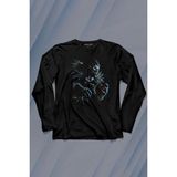 Kendim Seçtim Death Note Nighmare Canavar Silüeti Dizi Anime Uzun Kollu Tişört Baskılı T-Shirt - 001-Siyah - 2XL