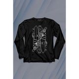 Kendim Seçtim Disenos Papaz Iskambil Kağıdı Çizim Uzun Kollu Tişört Baskılı T-Shirt - 001-Siyah - XL