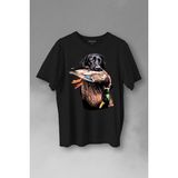 Kendim Seçtim Dog Duck Av Köpeği ve Ördek Köpek Hunting Baskılı Siyah Renkli Unisex T-shirt
