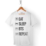 Kendim Seçtim Eat Sleep Bts Repeat Only By Dexta Bangtan Boys Erkek Tişört - Beyaz - Renkli