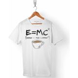Kendim Seçtim E=mc2 Enerji Süt Coffee Energy Mılk Coffee Eınsteın Erkek Tişört - Beyaz
