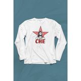 Kendim Seçtim Ernosto Che Guevara Red Star Kırımızı Yıldız Uzun Kollu Tişört - 001-Beyaz - XS