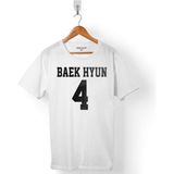 Kendim Seçtim Exo Baekhyun 4 Baek Hyun Logo Erkek Tişört - Beyaz - Renkli - XL
