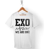 Kendim Seçtim Exo We Are One Logo Erkek Tişört - Beyaz - Renkli