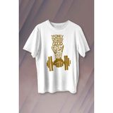 Kendim Seçtim Fitness Top Gym Tshirt Vücut Geliştirme Body Spor Baskılı Tişört Unisex T-Shirt - 001-Beyaz