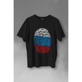 Kendim Seçtim Fransa Bayrağı Damgası Parmak Izi Baskılı Tişört T-Shirt - Siyah