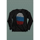 Kendim Seçtim Fransa Bayrağı Damgası Parmak Izi Uzun Kollu Tişört Baskılı T-Shirt - 001-Siyah - XL