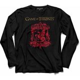 Kendim Seçtim Game Of Thrones Fıre And Blood House Targaryen 2 Kollu Tişört - 001-Siyah - XL