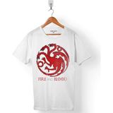 Kendim Seçtim Game Of Thrones Fıre And Blood House Targaryen Erkek Tişört - Beyaz - Renkli - XS