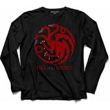 Kendim Seçtim Game Of Thrones Fıre And Blood House Targaryen Uzun Kollu Tişört - 001-Siyah - XS