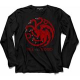 Kendim Seçtim Game Of Thrones Fıre And Blood House Targaryen Uzun Kollu Tişört - 001-Siyah
